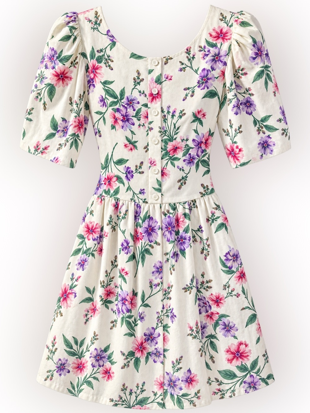 Vintage Lanz Originals Floral Cotton Button Front Dress - Cottage